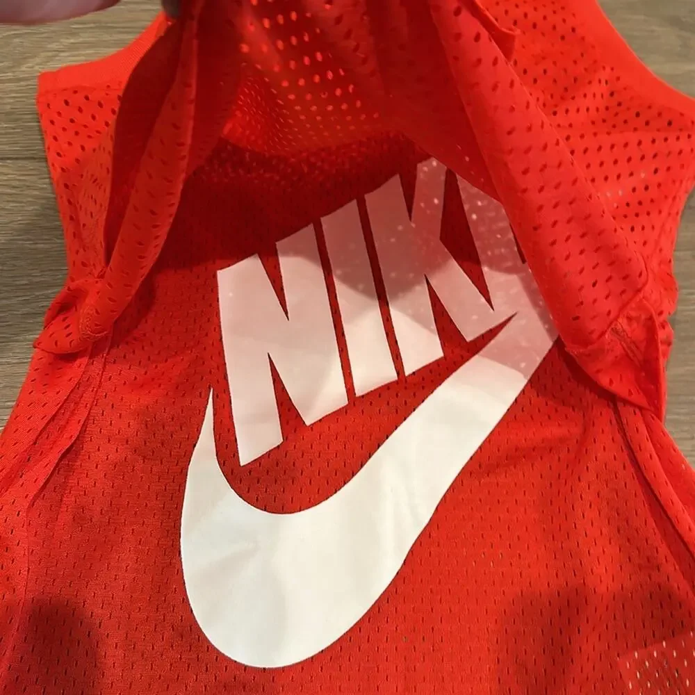 NIKE Light Crimson Red Mesh Overlay Active Gym‎ Running Workout Tank Top Size XS